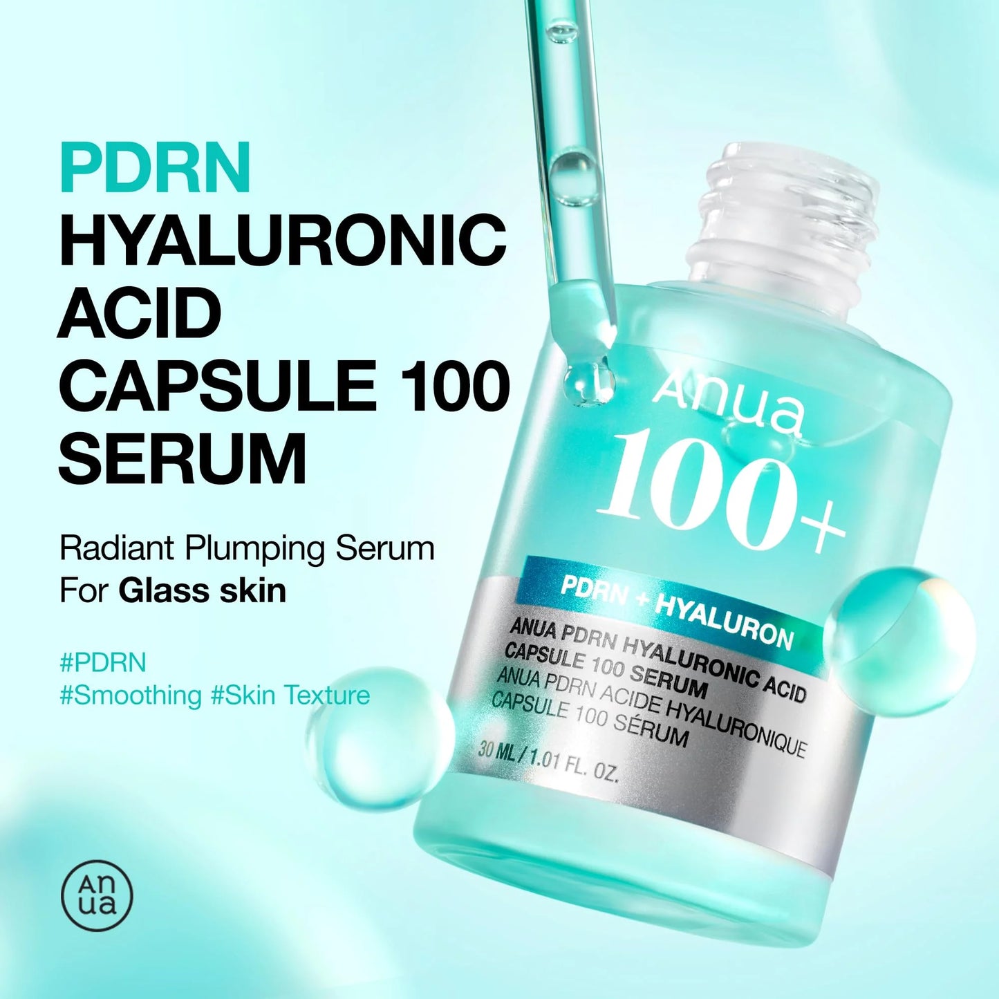 Cápsulas de suero de ácido hialurónico Anua PDRN 100+: crema facial hidratante revitalizante, productos esenciales coreanos para el cuidado de la piel, productos de belleza
