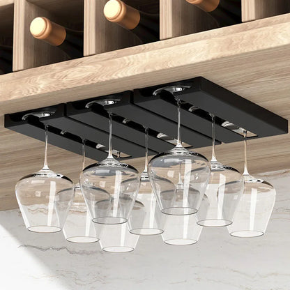 Wall-Mounted Wine Glass Holder - No Tools Required - Reinforced Plastic Glass Display | Wine Glass Storage for Kitchen or Bar | Space Saving