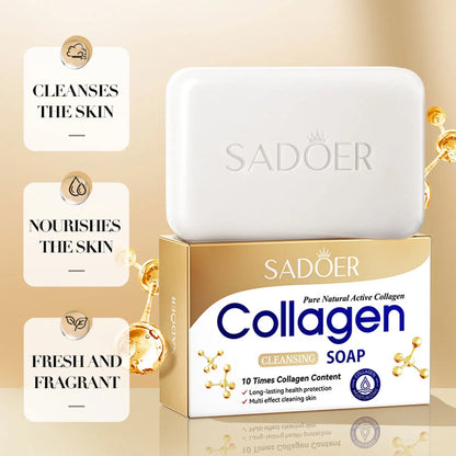 Jabón de colágeno artesanal (100 g): limpieza profunda, suave e hidratante para rostro y cuerpo con fragancia duradera.