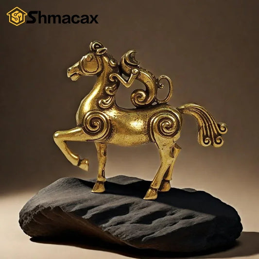 Estatueta Cavalo Dourado Feng Shui 2026 Resina - Miniatura Decorativa Sucesso Carreira Casa Escritório