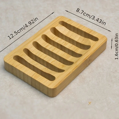 Saboneteira Bambu Natural com Drenagem - Porta Sabão Madeira Anti-Mofo Casa Banho