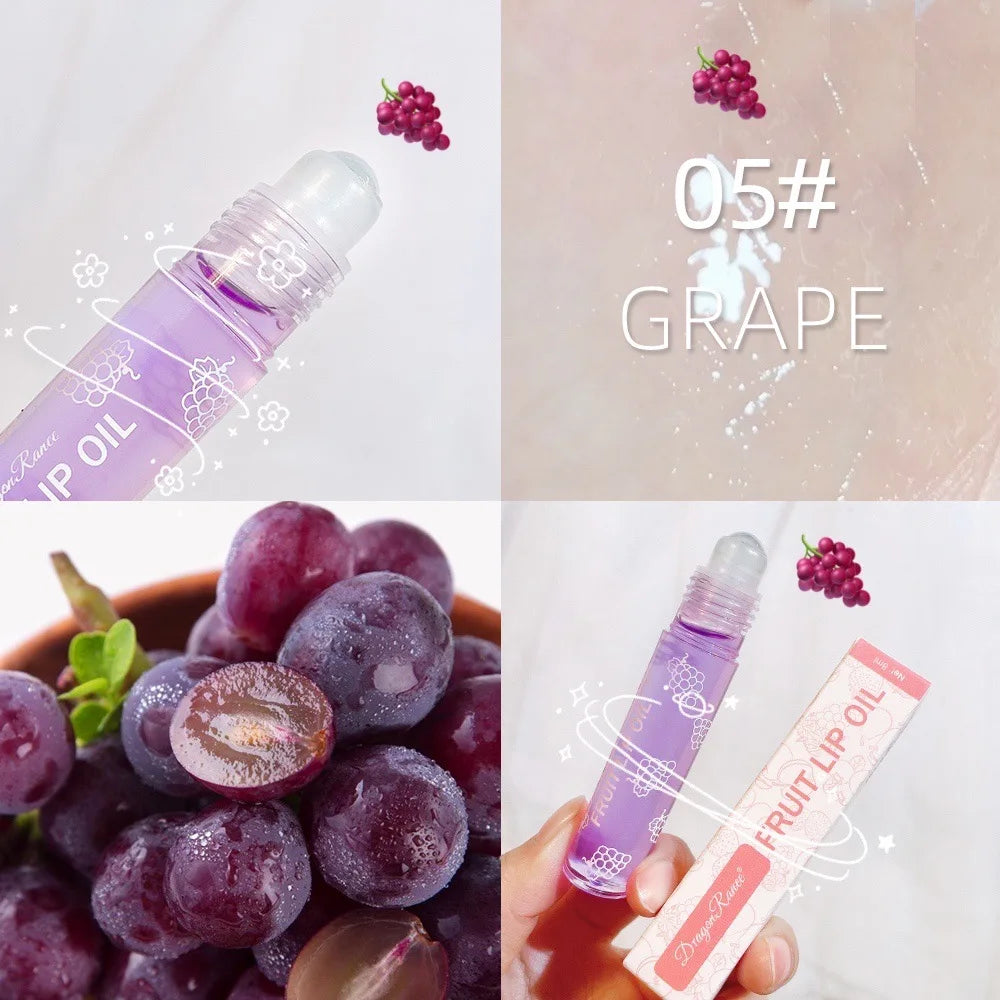 Óleo Labial Roller Hidratante 8ml - Gloss Nutritivo Transparente Abacate Frutas Cuidado Labial