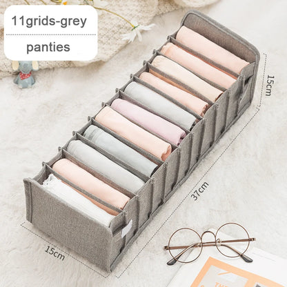Organizador de Gavetas para Meias e Roupa Interior | Caixa Separadora com 7 Divisórias | Organizador Dobrável para Sutiãs, Calças e Jeans | Ideal para Quarto, Roupeiro e Dormitório