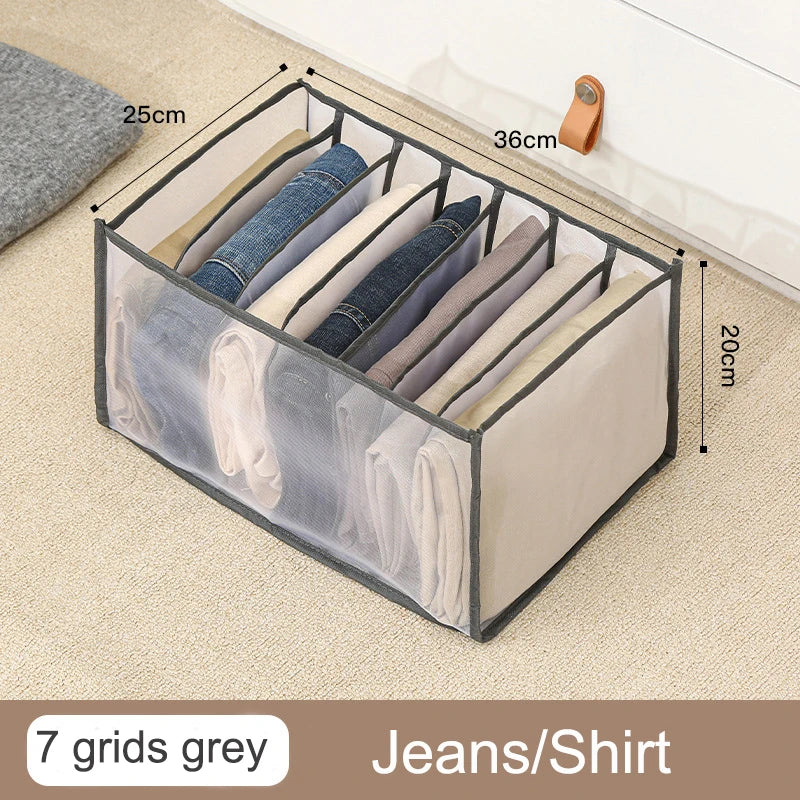 Organizador de Gavetas para Meias e Roupa Interior | Caixa Separadora com 7 Divisórias | Organizador Dobrável para Sutiãs, Calças e Jeans | Ideal para Quarto, Roupeiro e Dormitório
