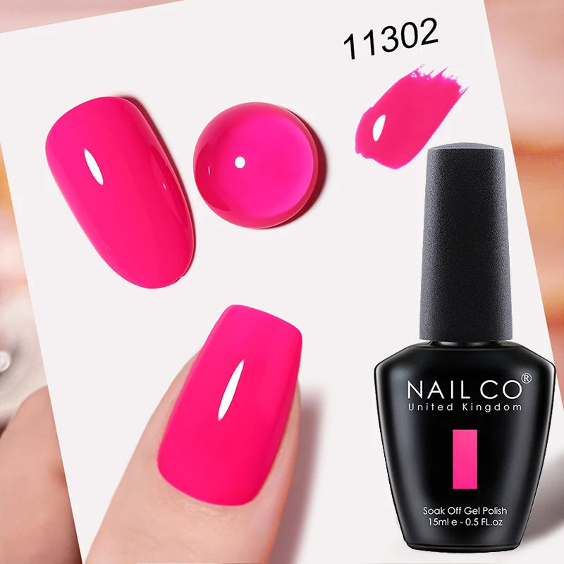 NAILCO Gel Nail Polish 15ml UV/LED Hema/TPO Free – Professional Semi-Permanent Base and Top Coat