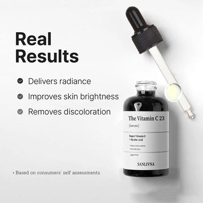 Suero de vitamina C pura al 23 % con vitamina E y ácido hialurónico 20 g: ilumina, hidrata y unifica el tono.