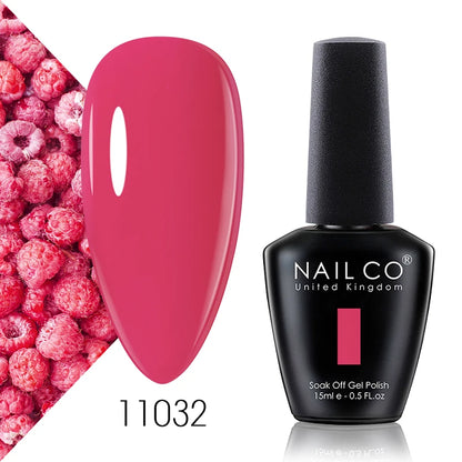 NAILCO Gel Nail Polish 15ml Dark Red Series – UV Glitter Colors Professional Semi-Permanent Manicure