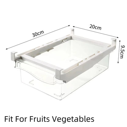 Kitchen Storage Box – Transparent Organizer for Fruits, Vegetables, Eggs, and Food | Sliding Drawer for Refrigerator Shelf