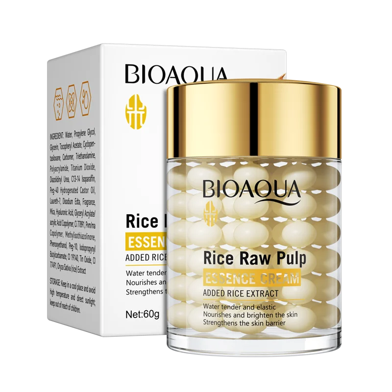 Crema de Esencia de Arroz BIOAOUA: Hidratación profunda, iluminadora, reafirmante y rejuvenecedora para mujeres.
