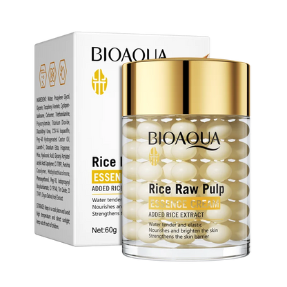 Crema de Esencia de Arroz BIOAOUA: Hidratación profunda, iluminadora, reafirmante y rejuvenecedora para mujeres.