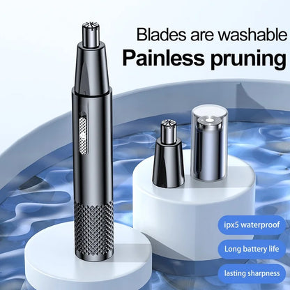 Rechargeable Electric Nose and Ear Trimmer - Safe and Painless for Men's Facial Care