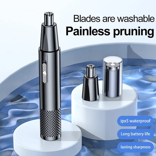 Rechargeable Electric Nose and Ear Trimmer - Safe and Painless for Men's Facial Care