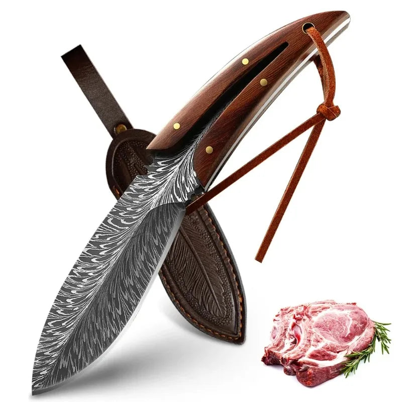 Faca de Desossa Profissional | Faca de Chef Afiada | Textura Premium com Bainha | Utensílio Culinário