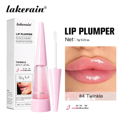 Brillo labial voluminizador Lakerain: hidratación profunda, nutrición duradera, brillo intenso, acabado voluminoso, líquido hidratante.