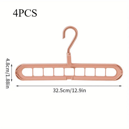 2 ou 4 Peças – Cabide Multifuncional Dobrável e Reutilizável | Suporte com Nove Orifícios para Organização de Roupas | Cabide em Plástico para Uso Doméstico – Vermelho & Verde