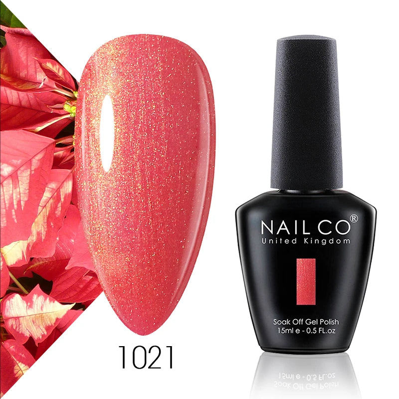 NAILCO Gel Nail Polish 15ml Dark Red Series – UV Glitter Colors Professional Semi-Permanent Manicure