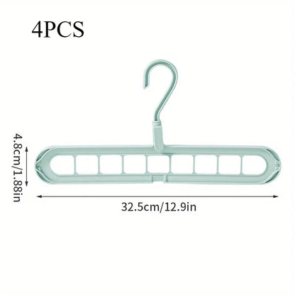 2 ou 4 Peças – Cabide Multifuncional Dobrável e Reutilizável | Suporte com Nove Orifícios para Organização de Roupas | Cabide em Plástico para Uso Doméstico – Vermelho & Verde