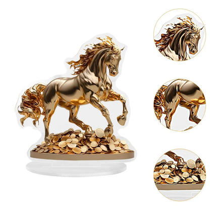 Estatueta Cavalo 2D Plana Acrílico Impermeável - Escultura Decorativa Mesa Escritório Lareira