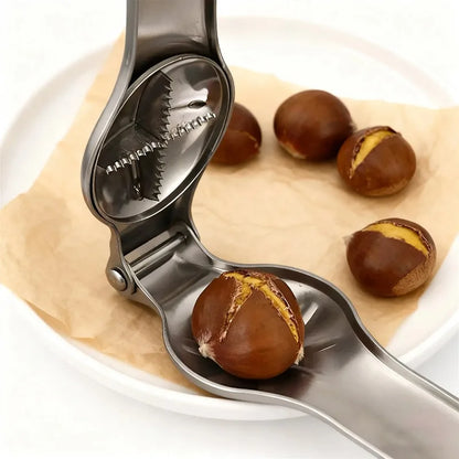 Abridor Castanhas 2 em 1 Aço Inox - Quebra Nozes com Abridor Garrafas Multifuncional