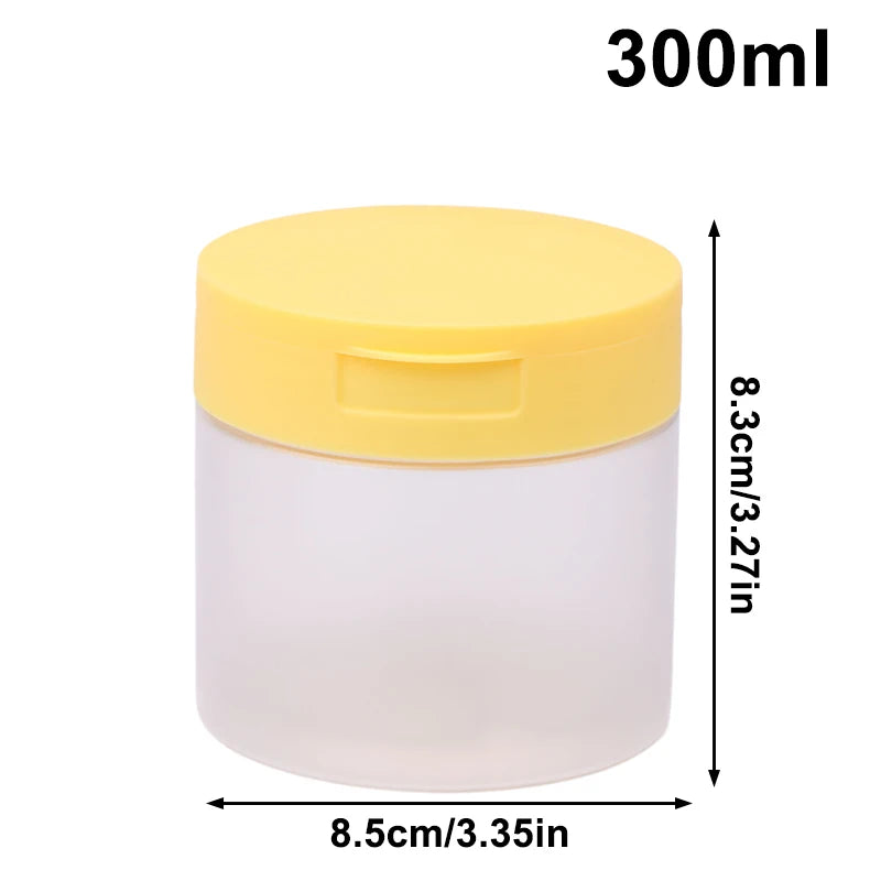 Frasco redondo para discos de algodón de 200 a 350 ml con pinzas – Recipiente transparente de boca ancha | Frasco para guardar discos de maquillaje, lociones y productos de belleza