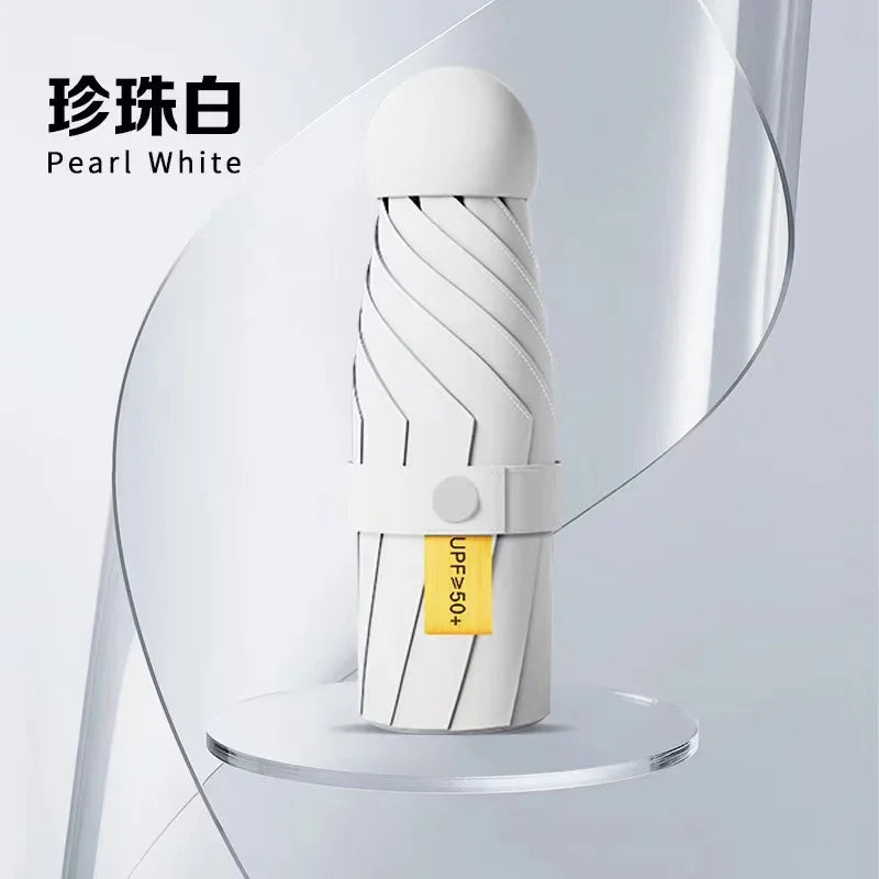 Guarda-Sol Anti-UV Dupla Função Compacto – Chapéu Chuva Proteção Solar UPF50+ Dobrável Mini Cápsula