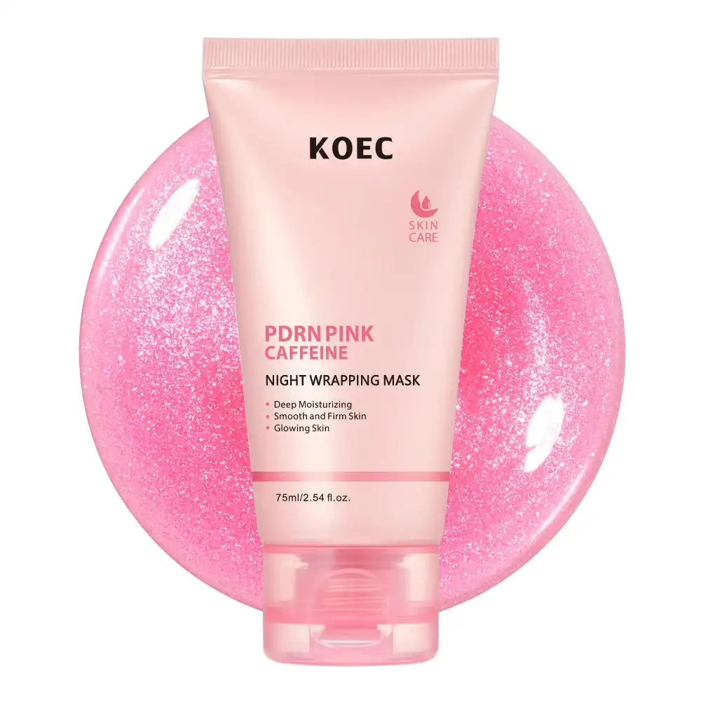 Máscara Facial KOEC PDRN Rosa Cafeína 75ml – Peel Off Noturna Hidratante Firmeza Iluminador Colágeno Niacinamida