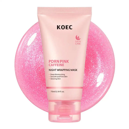 Máscara Facial KOEC PDRN Rosa Cafeína 75ml – Peel Off Noturna Hidratante Firmeza Iluminador Colágeno Niacinamida