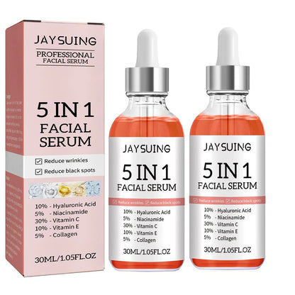 Sérum facial 5 en 1 con 30 % de vitamina C: antiarrugas, hidratante, iluminador, niacinamida y ácido hialurónico (30 ml)