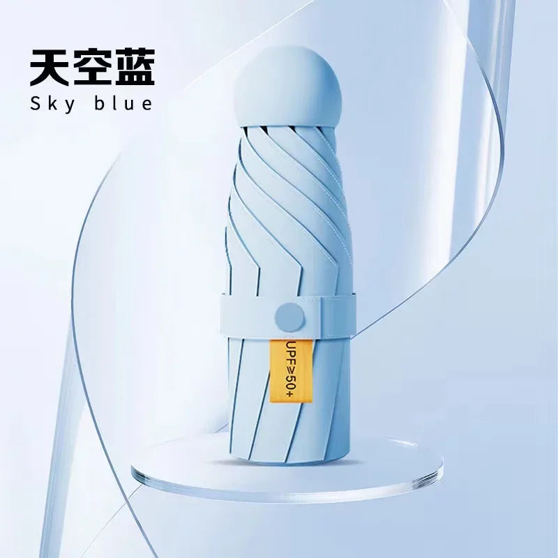 Guarda-Sol Anti-UV Dupla Função Compacto – Chapéu Chuva Proteção Solar UPF50+ Dobrável Mini Cápsula