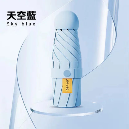 Guarda-Sol Anti-UV Dupla Função Compacto – Chapéu Chuva Proteção Solar UPF50+ Dobrável Mini Cápsula