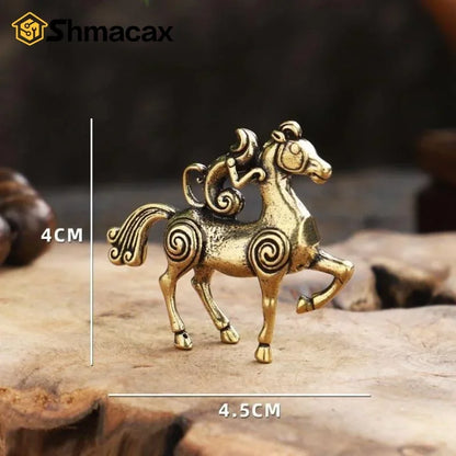 Estatueta Cavalo Dourado Feng Shui 2026 Resina - Miniatura Decorativa Sucesso Carreira Casa Escritório