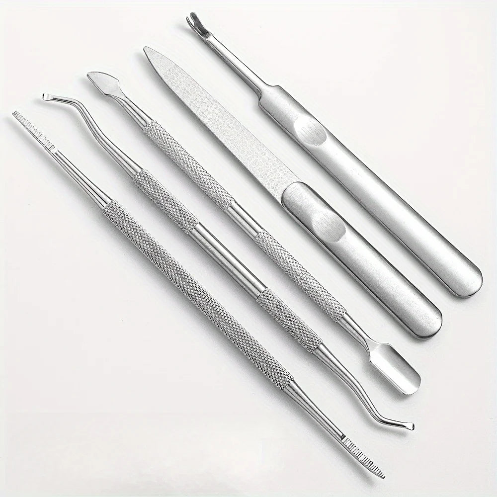 Kit Manicure e Pedicure Aço Inoxidável Profissional - Ferramentas Completas para Cuidado de Unhas
