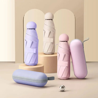 Guarda-Sol Anti-UV Dupla Função Compacto – Chapéu Chuva Proteção Solar UPF50+ Dobrável Mini Cápsula