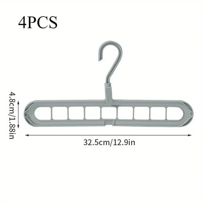 2 ou 4 Peças – Cabide Multifuncional Dobrável e Reutilizável | Suporte com Nove Orifícios para Organização de Roupas | Cabide em Plástico para Uso Doméstico – Vermelho & Verde