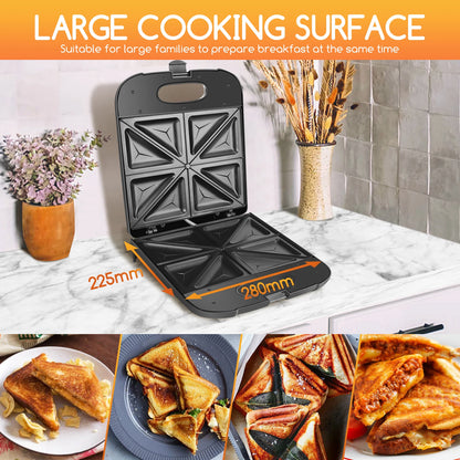 Sanduicheira Premium Aigostar XXL 1400W – 4 Sanduíches Simultâneos Grelhador Profissional Família