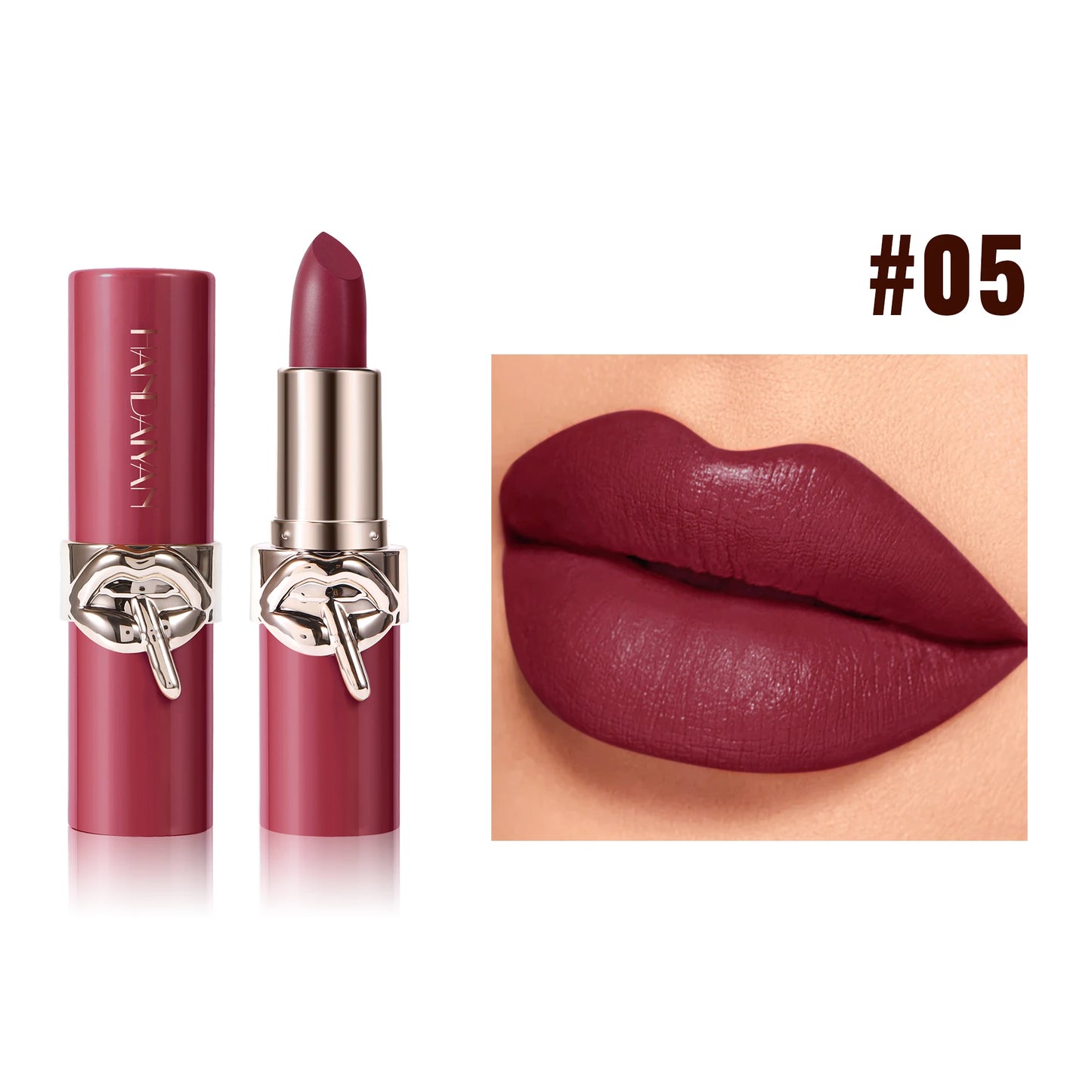 Lápiz labial aterciopelado de larga duración HANDAIYAN: cremoso, hidratante, resistente al agua y a las manchas, 6 tonos, maquillaje suave para labios de mujer.