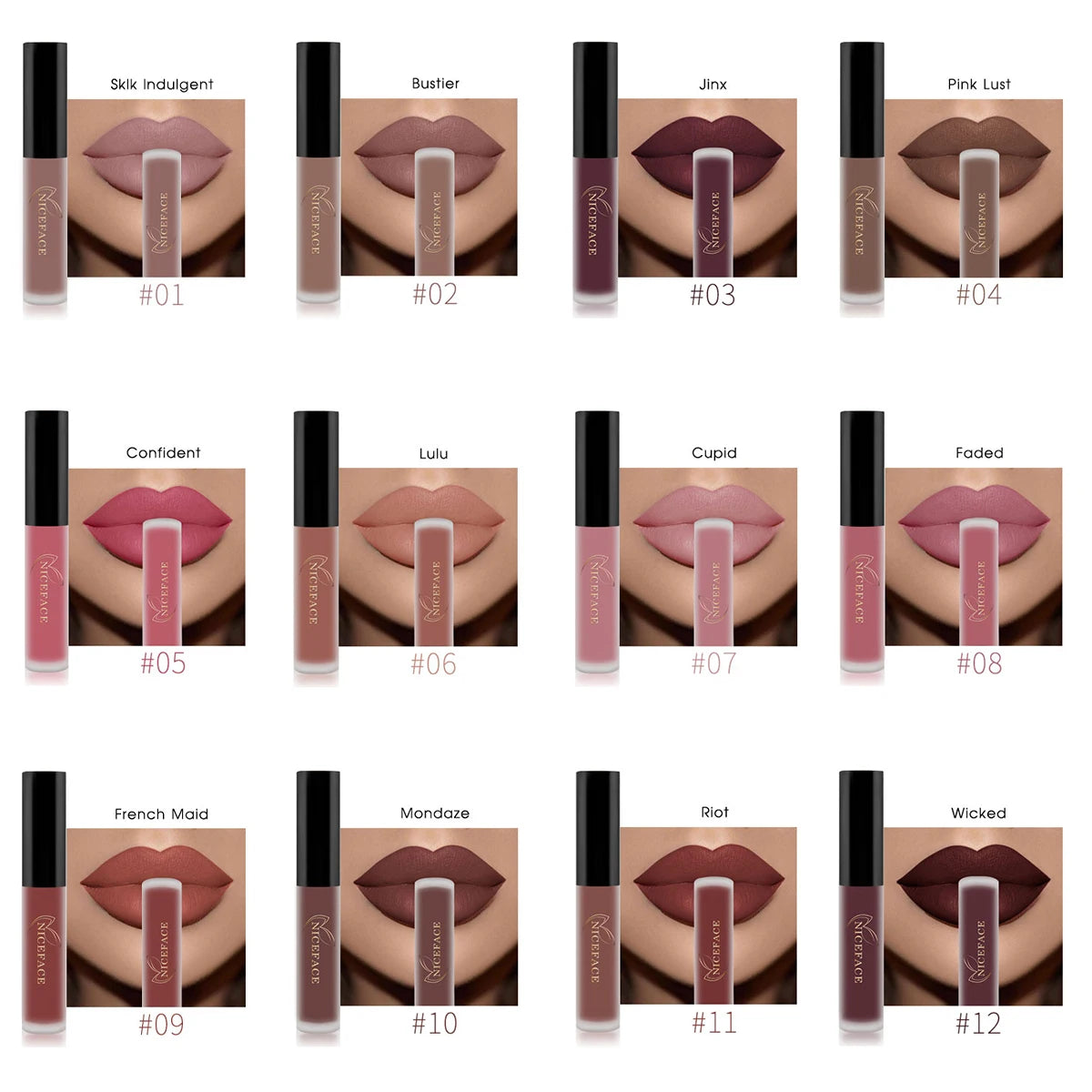 Labial líquido mate, 34 colores, resistente al agua: duradero e hidratante para unos labios perfectos.