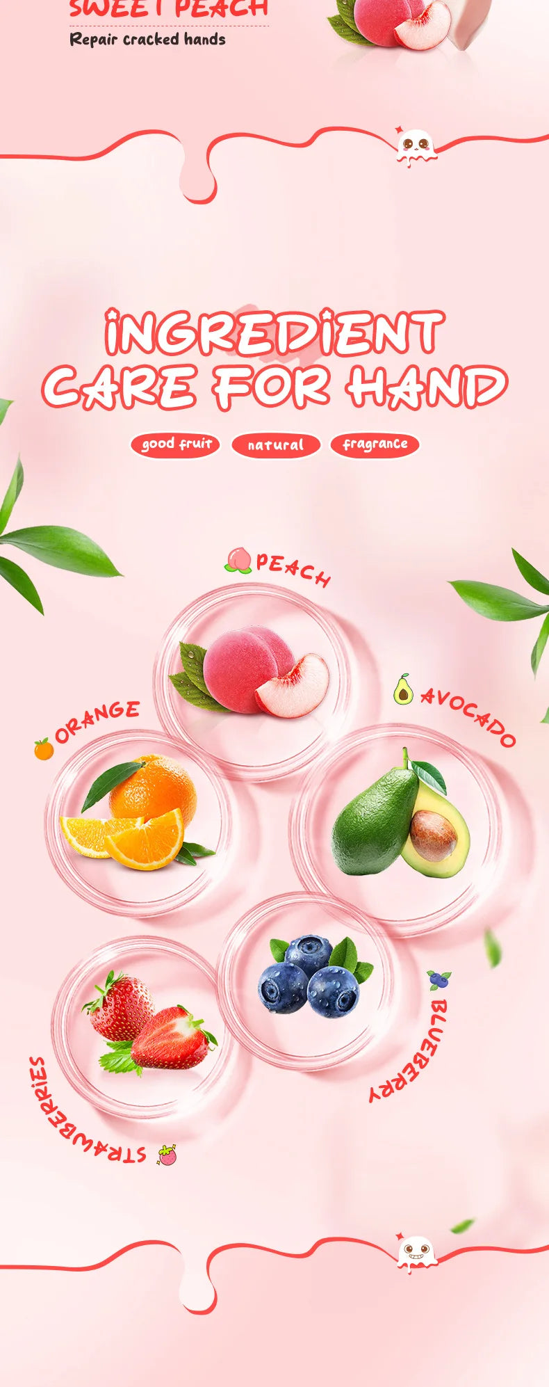 Kit de 5 cremas de manos SADOER Fruit Sorbet: hidratantes, nutritivas e iluminadoras para el cuidado de las manos.