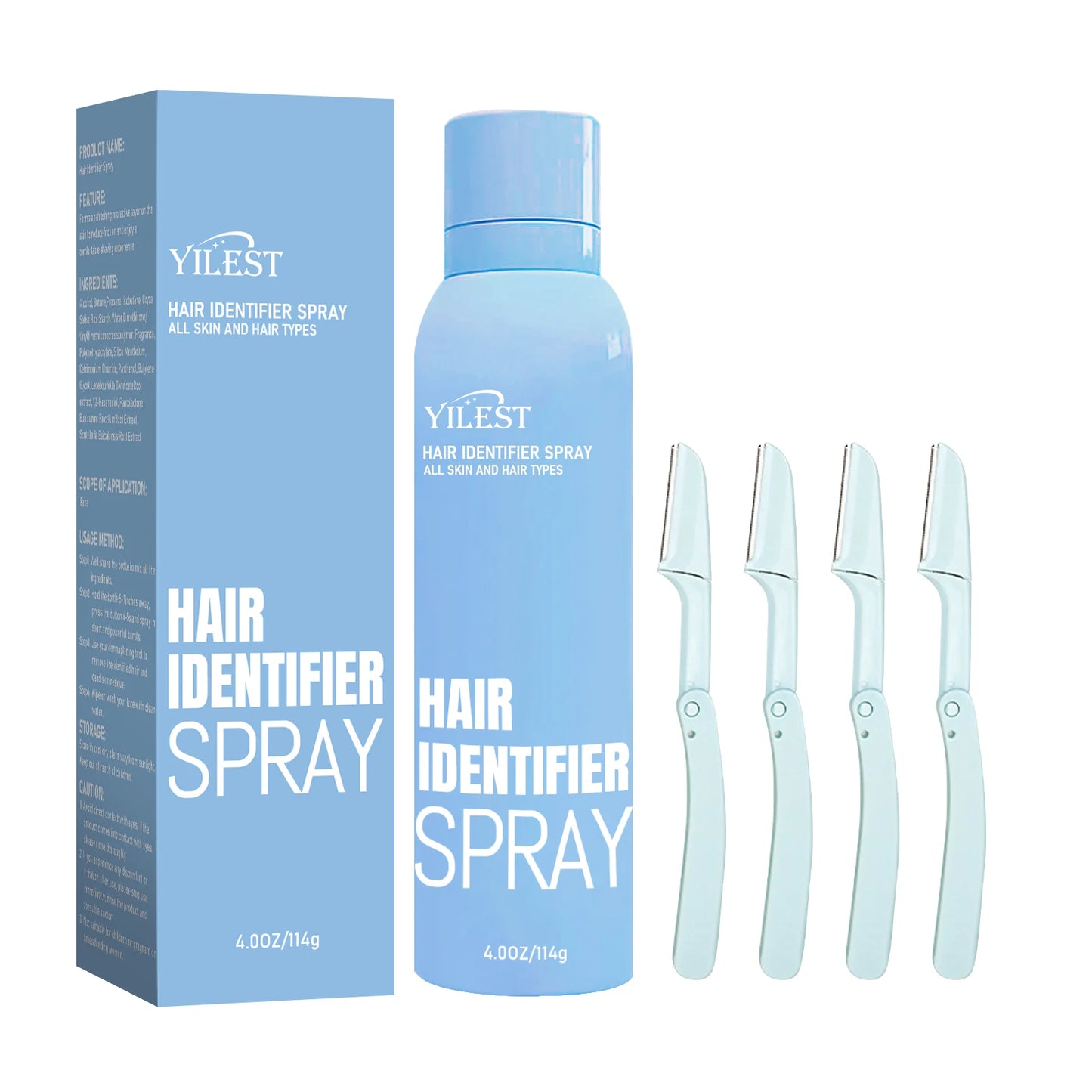 Spray Identificador Pelos 114ml + 4 Lâminas Dermaplaning - Depilação Facial Suave Indolor Profissional