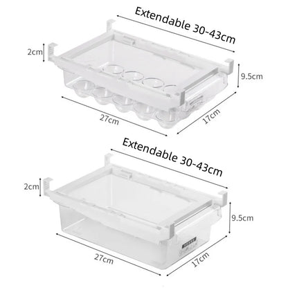 Kitchen Storage Box – Transparent Organizer for Fruits, Vegetables, Eggs, and Food | Sliding Drawer for Refrigerator Shelf
