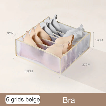 Organizador de Gavetas para Meias e Roupa Interior | Caixa Separadora com 7 Divisórias | Organizador Dobrável para Sutiãs, Calças e Jeans | Ideal para Quarto, Roupeiro e Dormitório