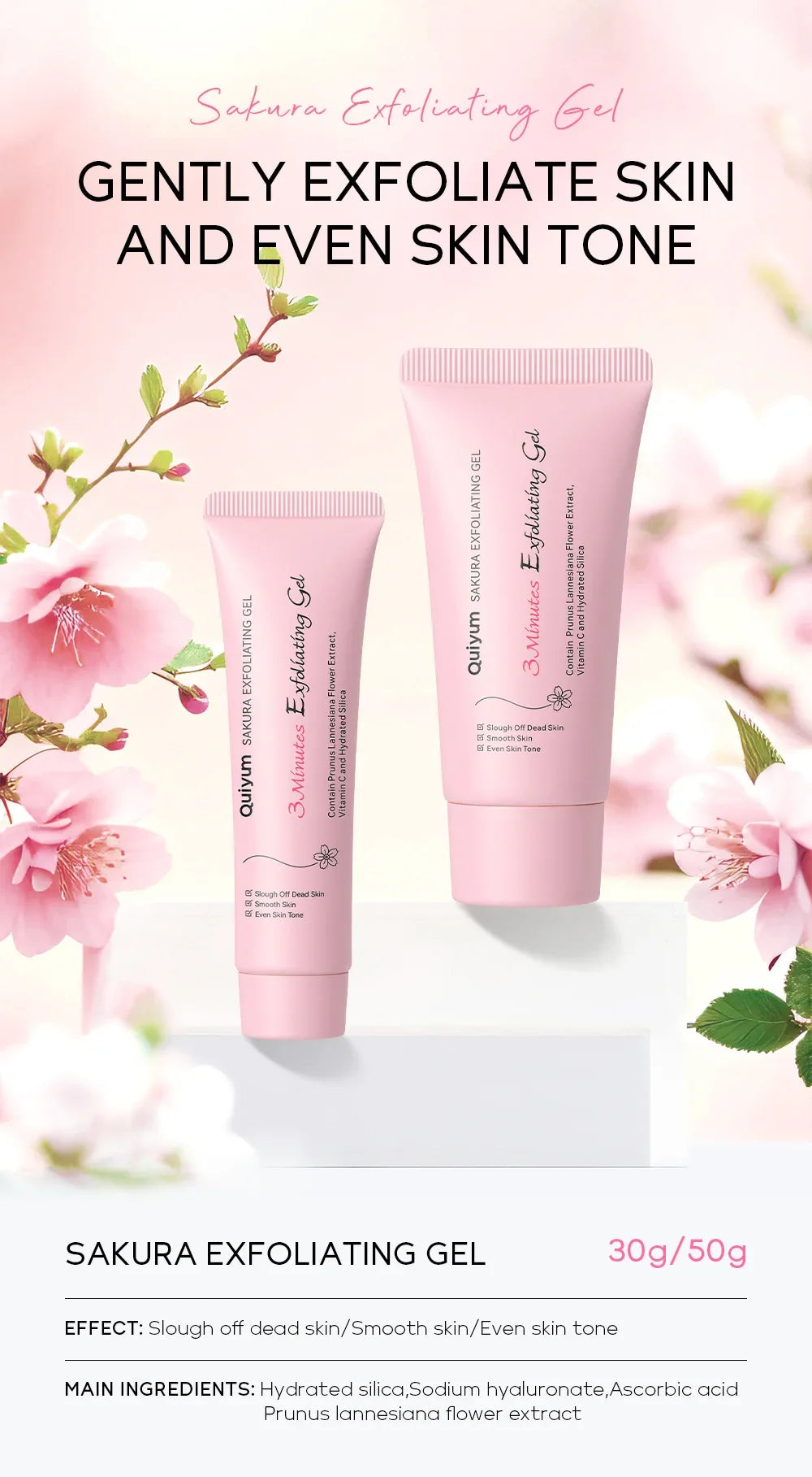 Gel exfoliante facial Sakura: hidratante y nutritivo para una piel radiante