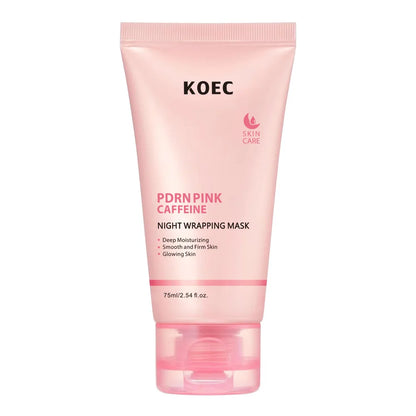 Máscara Facial KOEC PDRN Rosa Cafeína 75ml – Peel Off Noturna Hidratante Firmeza Iluminador Colágeno Niacinamida