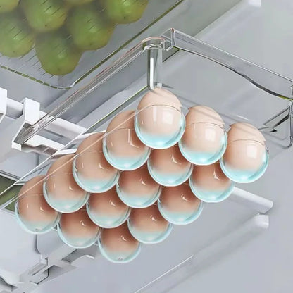 Kitchen Storage Box – Transparent Organizer for Fruits, Vegetables, Eggs, and Food | Sliding Drawer for Refrigerator Shelf