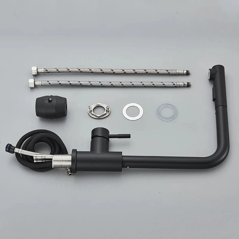 Torneira Cozinha Preta 360° Aço Inoxidável - Design Moderno com Rotação Completa