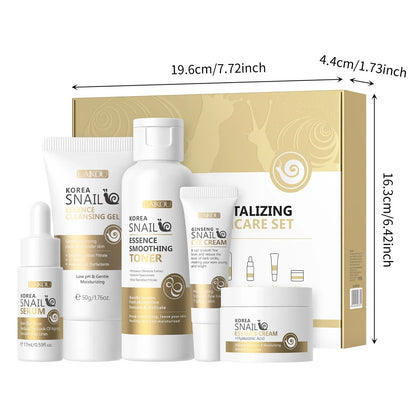 Kit LAIKOU Caracol 5 Peças - Gel Limpeza Tónico Sérum Creme Olhos Elasticidade Facial