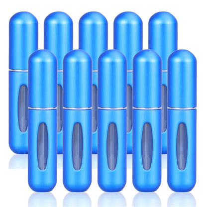 Kit de 10 botellas de perfume rellenables de 5 ml (vacías y rellenables) para viajes, cosméticos y cuadernos.