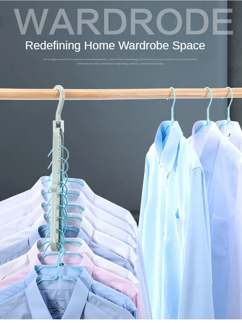 2 ou 4 Peças – Cabide Multifuncional Dobrável e Reutilizável | Suporte com Nove Orifícios para Organização de Roupas | Cabide em Plástico para Uso Doméstico – Vermelho & Verde