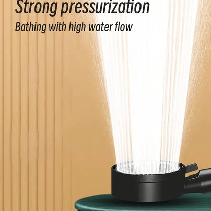 Chuveiro de Mão de Alta Pressão com Suporte e Mangueira – 5 Modos de Jato Ajustáveis | Acessório Redondo para Casa de Banho