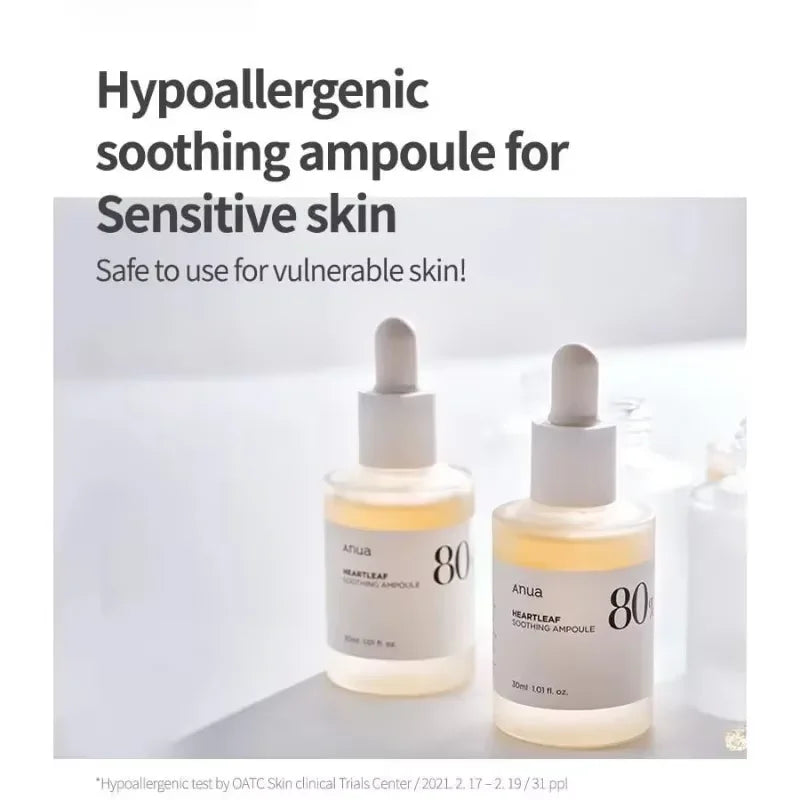 Anua Heartleaf 80 Soothing Ampoule – Hydrating Facial Serum Glass Skin Gentle Formula Panthenol Hyaluronic Acid Non-Oily